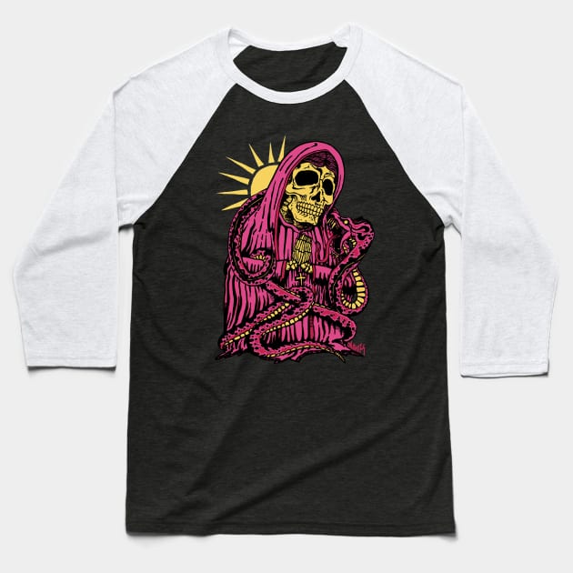 Santa Muerte Baseball T-Shirt by miskel